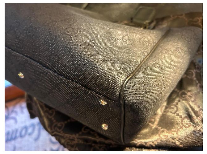 Ophidia Borsa Tote Gucci GG Canvas Nero - vista 8