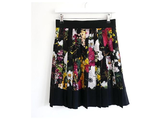 Dolce & Gabbana Plisseerock mit Blumenprint Fall 2017 Schwarz Mehrfarben - Ansicht 2