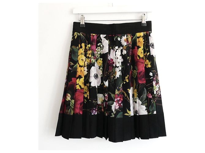 Dolce & Gabbana Plisseerock mit Blumenprint Fall 2017 Schwarz Mehrfarben - Ansicht 4