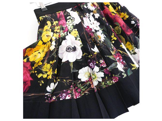 Dolce & Gabbana Plisseerock mit Blumenprint Fall 2017 Schwarz Mehrfarben - Ansicht 5