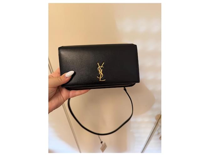 Saint Laurent Monogram Cassandra Portafoglio con catena in pelle nera Nero - vista 6