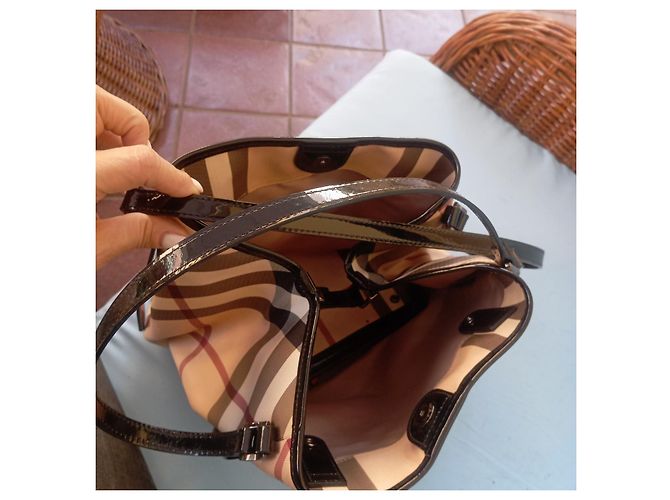 Burberry Nova Check Beuteltasche Braun Schwarz Beige - Ansicht 2