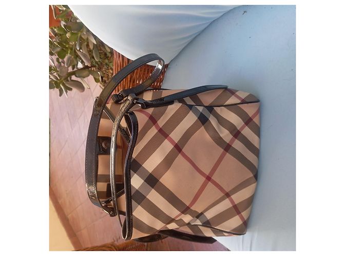 Burberry Nova Check Beuteltasche Braun Schwarz Beige - Ansicht 3
