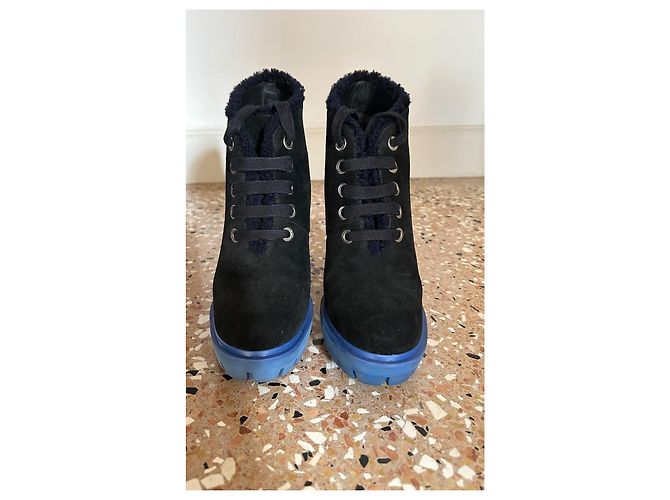 Kenzo Stivaletti stringati in scamosciato nero Blu - vista 2
