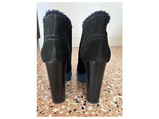 Kenzo Stivaletti stringati in scamosciato nero Blu - vista 3