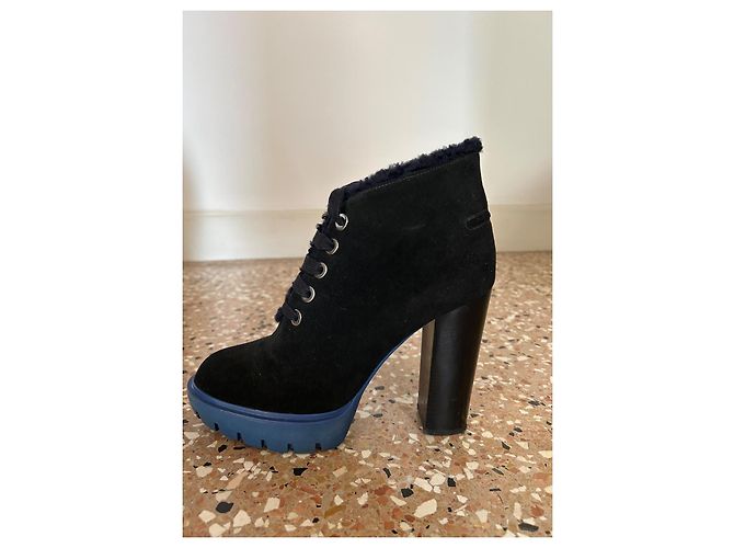 Kenzo Stivaletti stringati in scamosciato nero Blu - vista 4