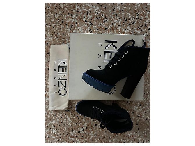Kenzo Stivaletti stringati in scamosciato nero Blu - vista 6