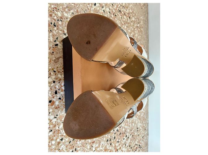 N°21 Sandali con tacco bianchi e metallizzati Argento Bianco Metallico - vista 7
