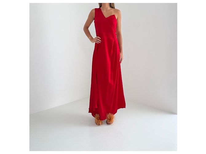 Autre Marque Osman London Rotes Abendkleid Runway SS18 - Ansicht 2