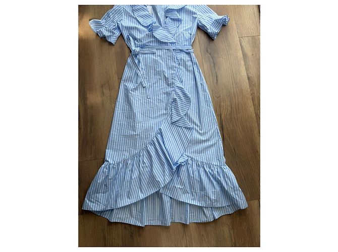 Autre Marque iBlues Gestreiftes Wickelkleid Weiß Blau - Ansicht 12