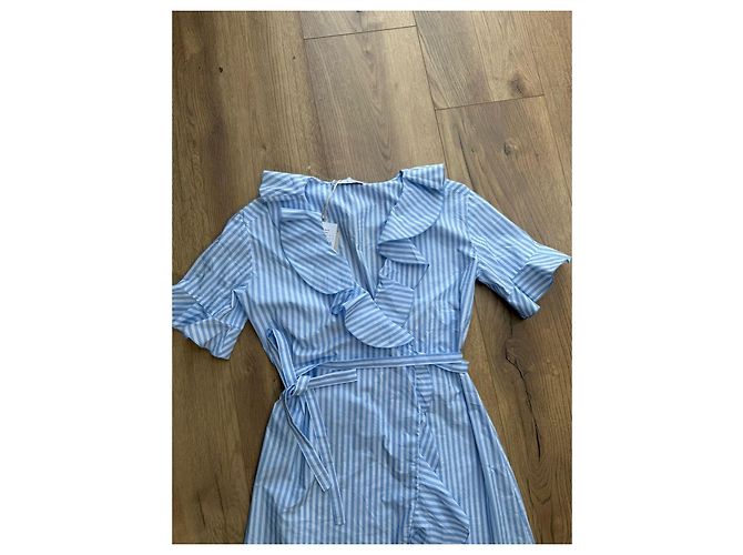Autre Marque iBlues Gestreiftes Wickelkleid Weiß Blau - Ansicht 13