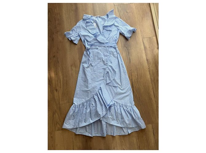 Autre Marque iBlues Gestreiftes Wickelkleid Weiß Blau - Ansicht 14
