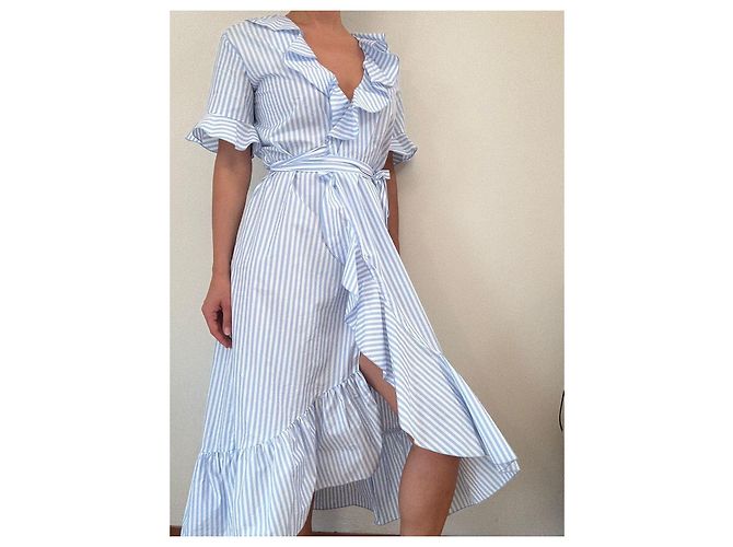 Autre Marque iBlues Gestreiftes Wickelkleid Weiß Blau - Ansicht 2