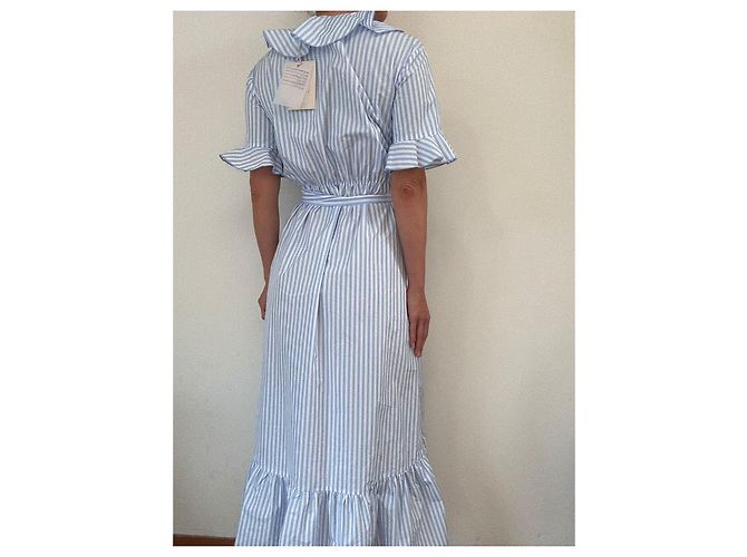Autre Marque iBlues Gestreiftes Wickelkleid Weiß Blau - Ansicht 4