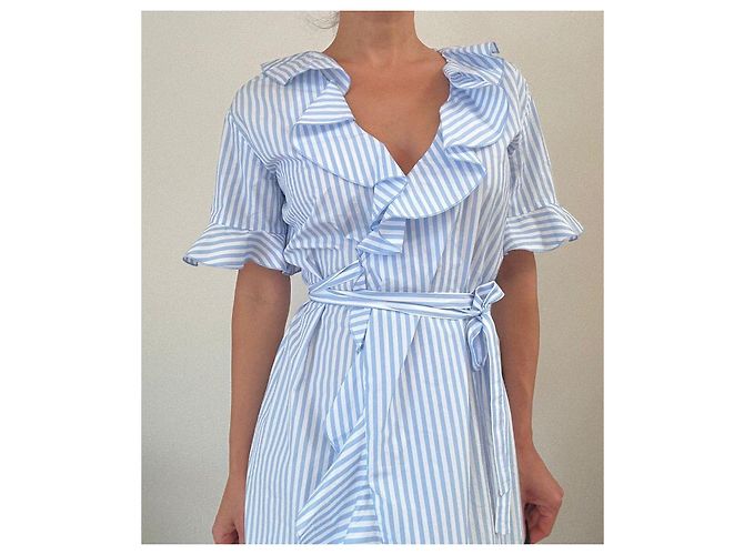 Autre Marque iBlues Gestreiftes Wickelkleid Weiß Blau - Ansicht 5