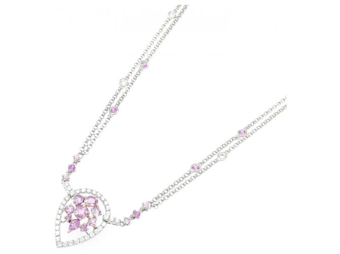 Autre Marque Collana in oro bianco 750 e oro rosa 750, zaffiro e diamante Blu - vista 2