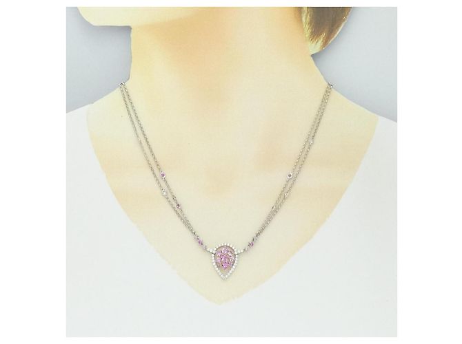 Autre Marque Collana in oro bianco 750 e oro rosa 750, zaffiro e diamante Blu - vista 8