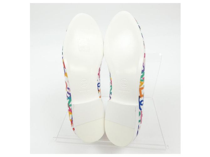 Scarpe basse in agnello vernice stampato Chanel G45387B15164 Bianco - vista 4