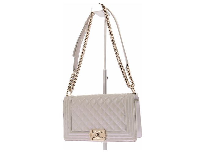 Chanel Borsa "Boy" in pelle beige - vista 2