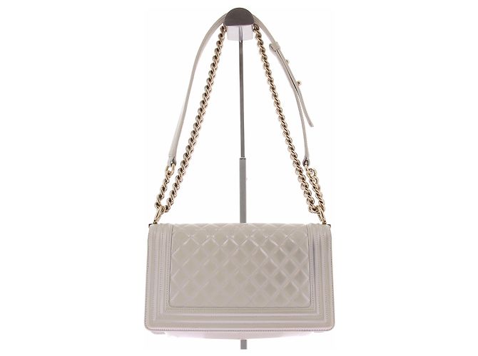 Chanel Borsa "Boy" in pelle beige - vista 3