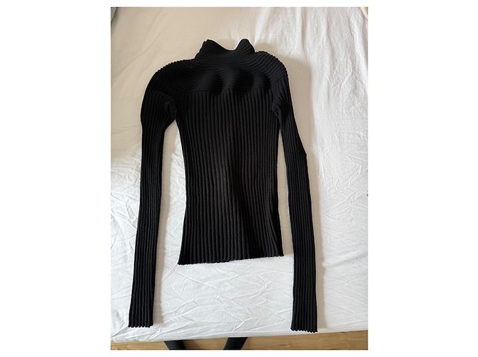 Maglione Chanel nero in cashmere a collo alto con bottoni - vista 4