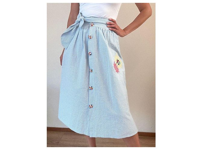 Falda Midi Twisty Parallel Universe Blanco Azul claro - vista 3