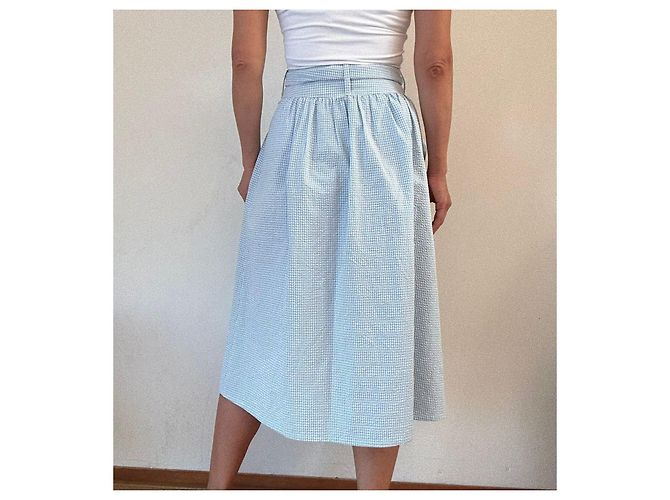 Falda Midi Twisty Parallel Universe Blanco Azul claro - vista 4