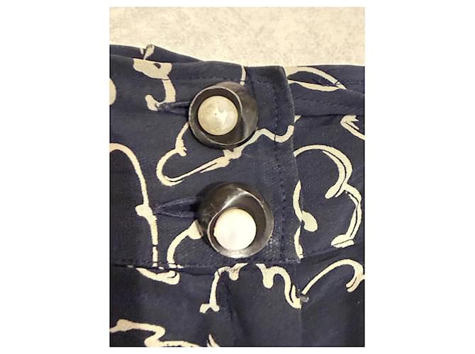 Falda culotte Chanel de seda estampada Negro Beige - vista 2