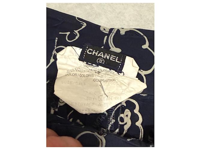 Falda culotte Chanel de seda estampada Negro Beige - vista 4