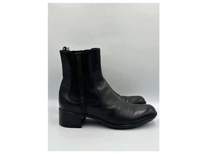 Prada Botas Chelsea de cuero negro - vista 4