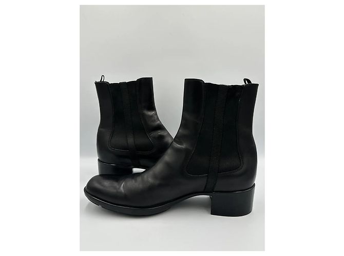 Prada Botas Chelsea de cuero negro - vista 7