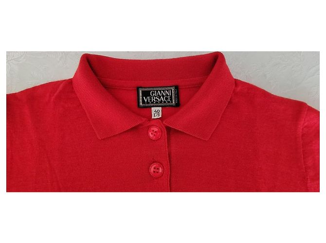 Gianni Versace Polo rosso in cashmere e seta - vista 3