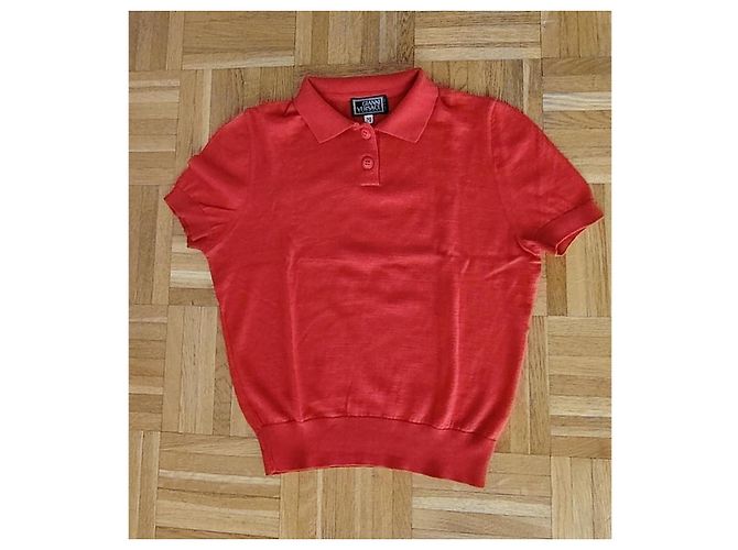 Gianni Versace Polo rosso in cashmere e seta - vista 5