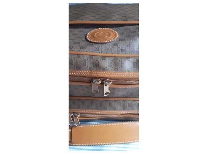 Borsa da viaggio Gucci GG Supreme Monogram marrone e pelle - vista 12