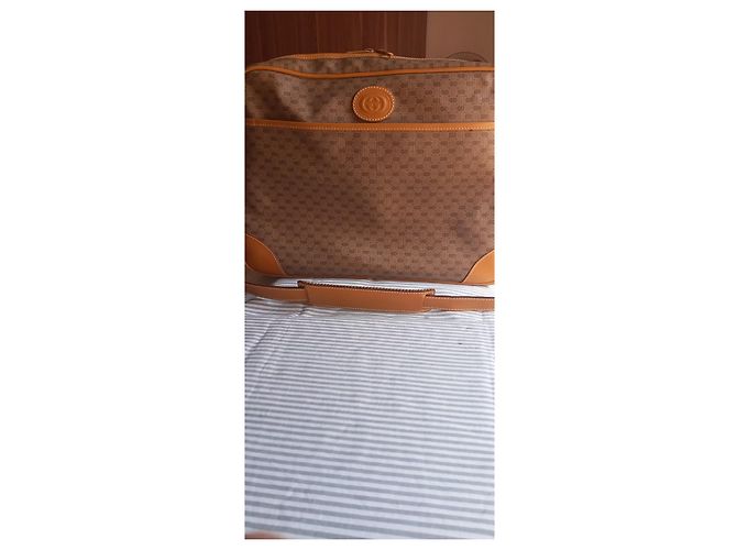 Borsa da viaggio Gucci GG Supreme Monogram marrone e pelle - vista 14
