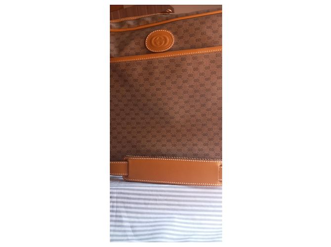Borsa da viaggio Gucci GG Supreme Monogram marrone e pelle - vista 15