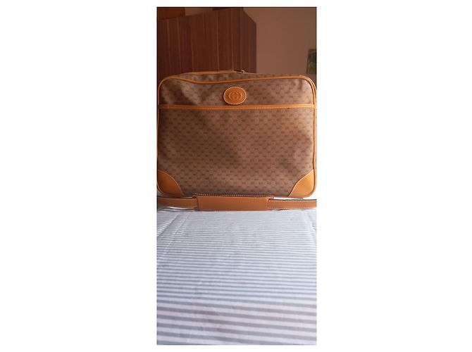 Borsa da viaggio Gucci GG Supreme Monogram marrone e pelle - vista 18