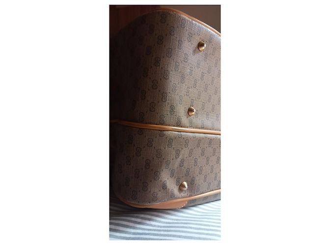 Borsa da viaggio Gucci GG Supreme Monogram marrone e pelle - vista 4