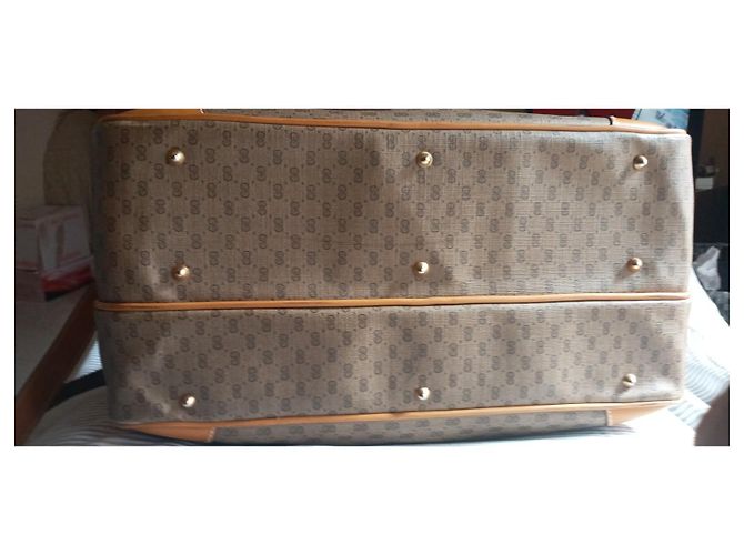 Borsa da viaggio Gucci GG Supreme Monogram marrone e pelle - vista 6