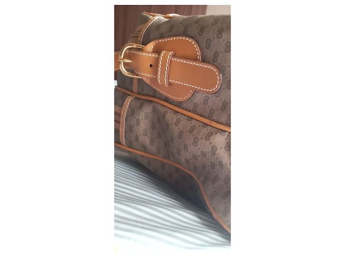 Borsa da viaggio Gucci GG Supreme Monogram marrone e pelle - vista 7