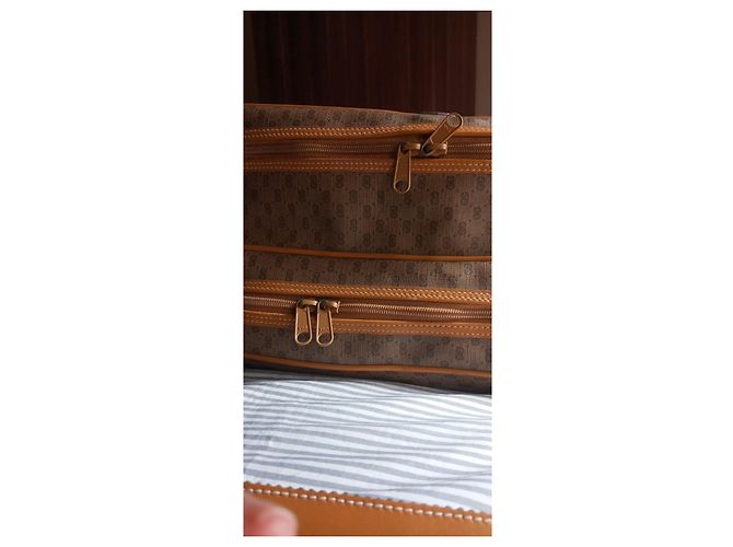 Borsa da viaggio Gucci GG Supreme Monogram marrone e pelle - vista 8