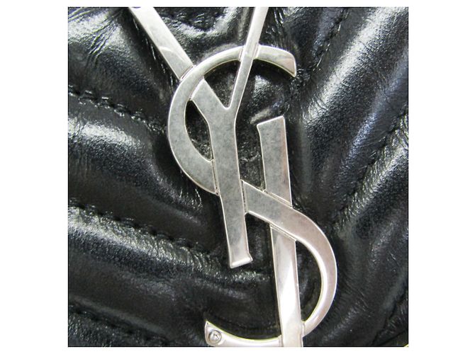 Borsa a tracolla in pelle Saint Laurent Lou V-stitch Nero - vista 13