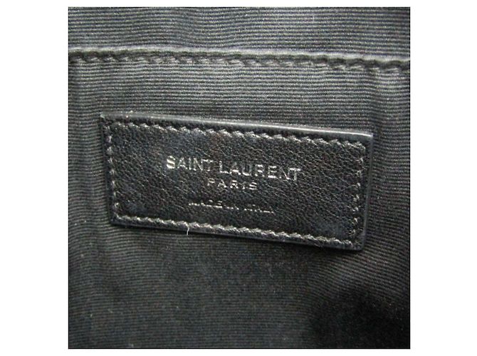 Borsa a tracolla in pelle Saint Laurent Lou V-stitch Nero - vista 16