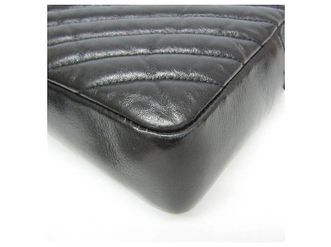 Borsa a tracolla in pelle Saint Laurent Lou V-stitch Nero - vista 5