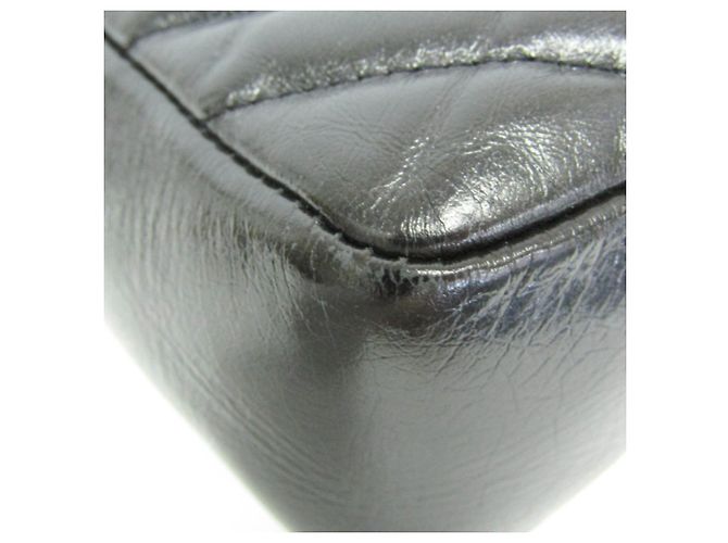 Borsa a tracolla in pelle Saint Laurent Lou V-stitch Nero - vista 6