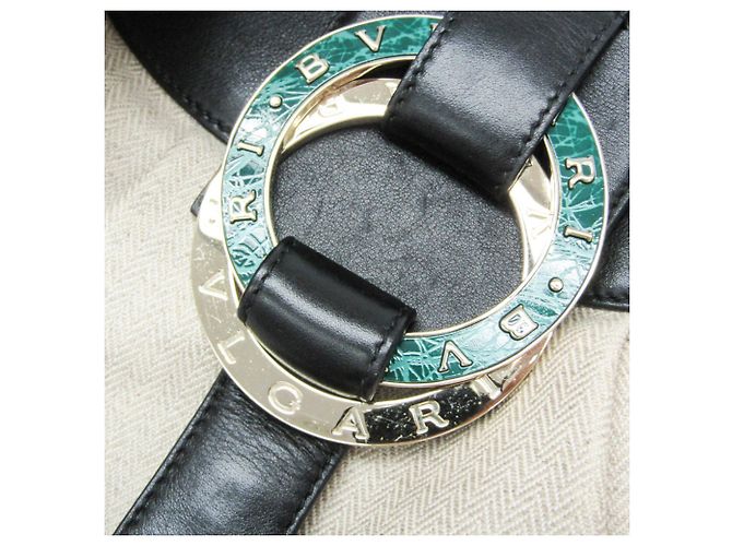 Bulgari Borsa Bvlgari Chandra in pelle e tela Nero Beige - vista 11