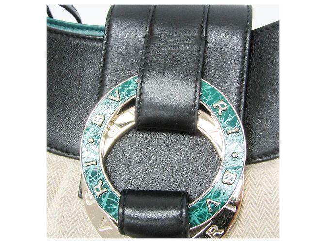 Bulgari Borsa Bvlgari Chandra in pelle e tela Nero Beige - vista 12
