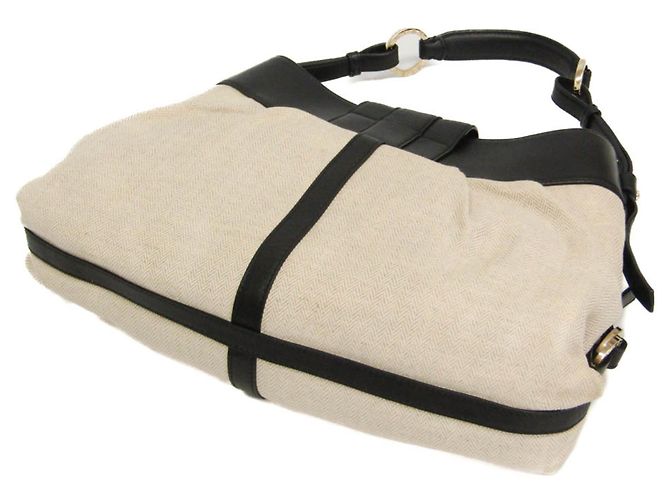 Bulgari Borsa Bvlgari Chandra in pelle e tela Nero Beige - vista 3