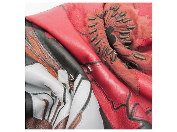 Borsa a tracolla in pelle Bloomy Valentino Garavani Marrone Nero Rosso - vista 11