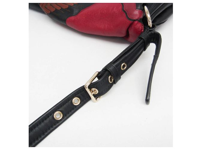 Borsa a tracolla in pelle Bloomy Valentino Garavani Marrone Nero Rosso - vista 13